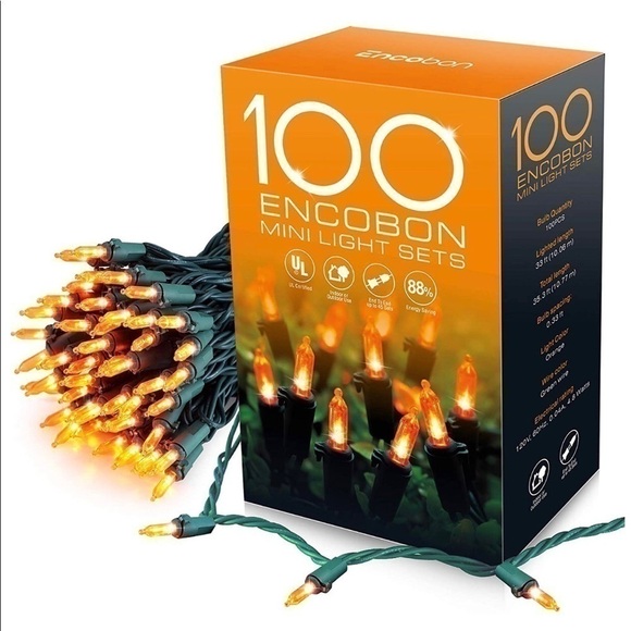 Orange halloween LED 30 foot string lights - Picture 2 of 7